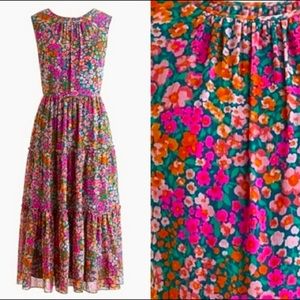 J. Crew Floral Tiered Midi Dress